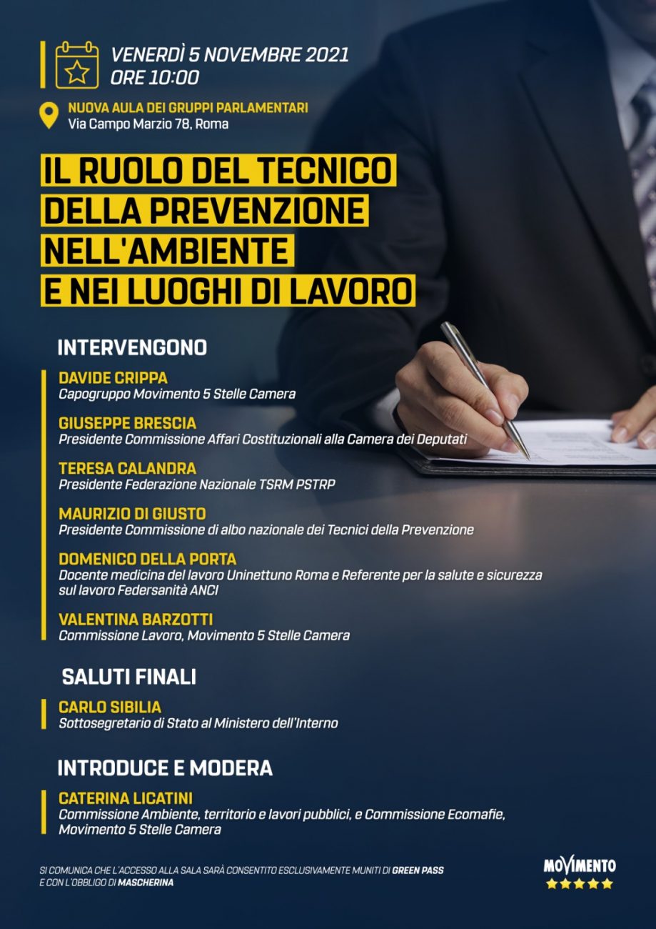 Convegno "Il ruolo del tecnico della prevenzione nell'ambiente e nel luogo di lavoro" - venerdì 5 novembre - Roma