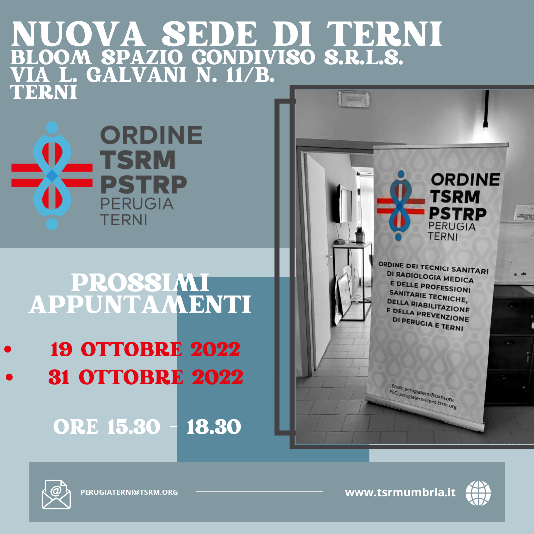 Nuove date di Ottobre per gli incontri con l'Ordine nella nuova sede di Terni