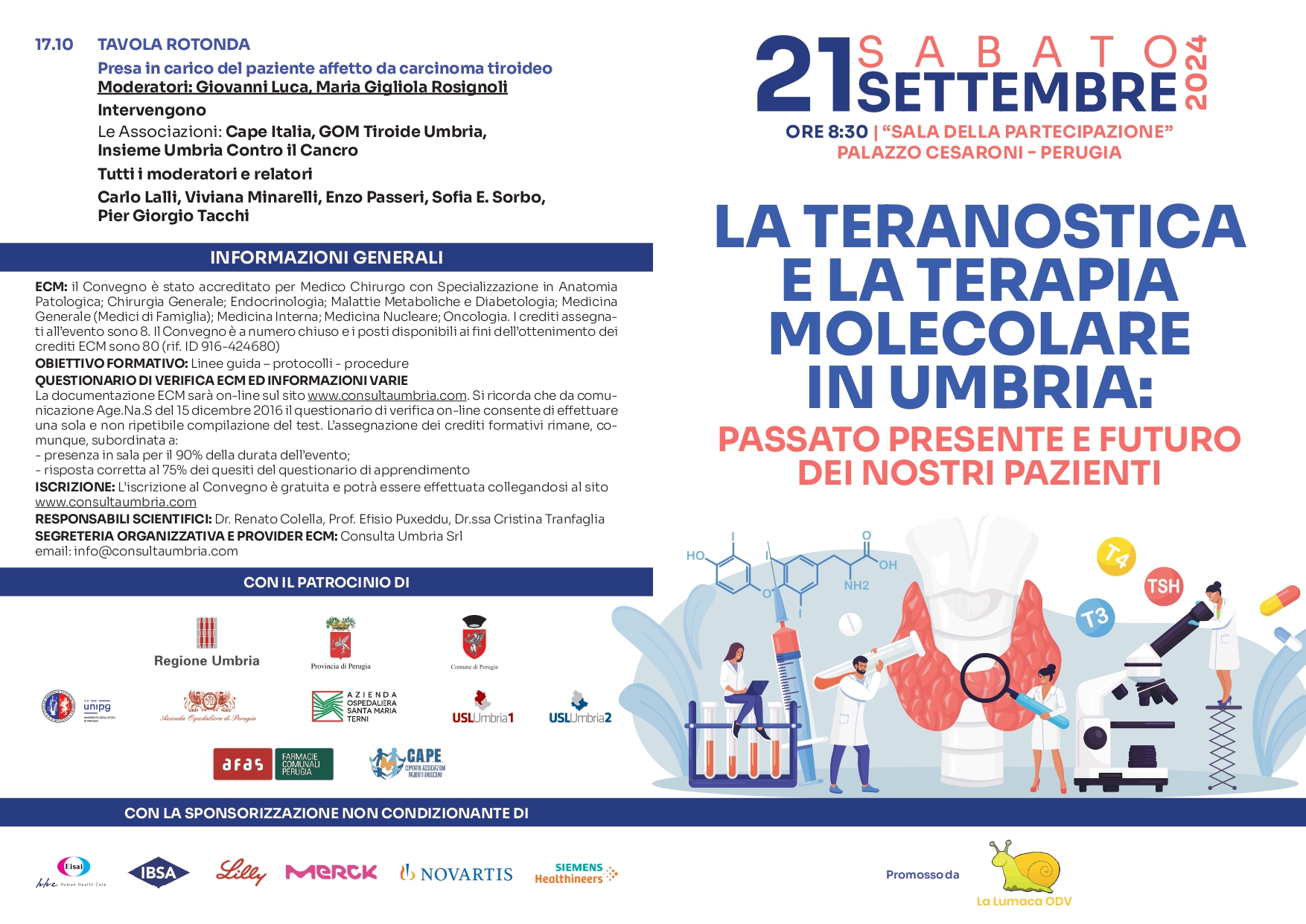 LA TERANOSTICA E LA TERAPIA MOLECOLARE IN UMBRIA: PASSATO PRESENTE E FUTURO DEI NOSTRI PAZIENTI - 21 settembre 2024